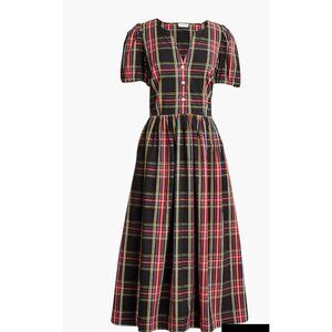 J. Crew Factory Plaid Midi Dress - Red, Yellow, Black